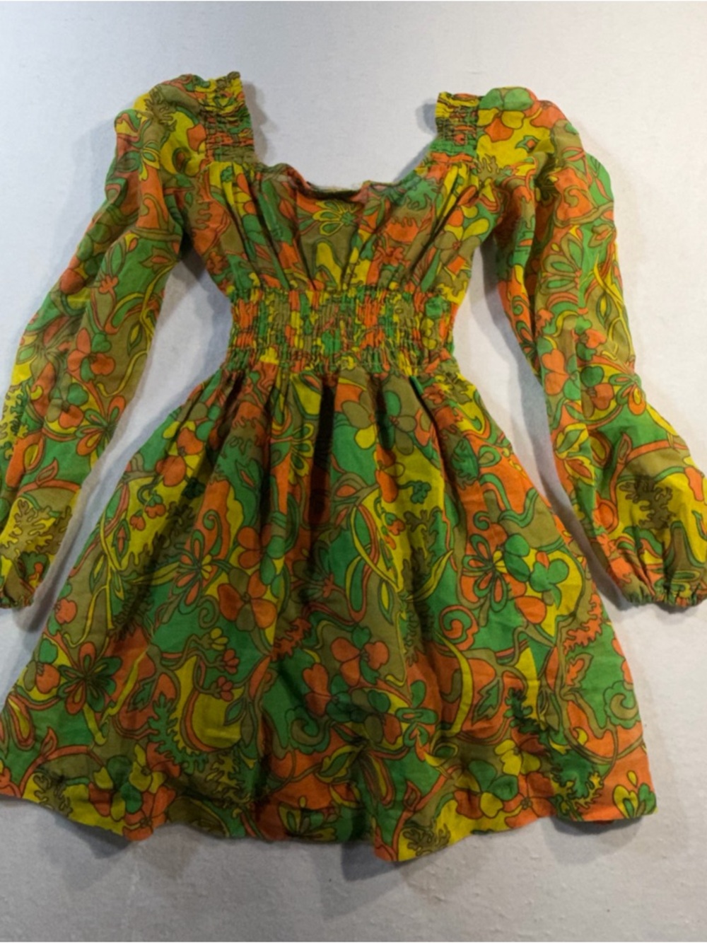 Vintage 70's Young Edwardian Psychedelic Mini Dress - Picture 6 of 6